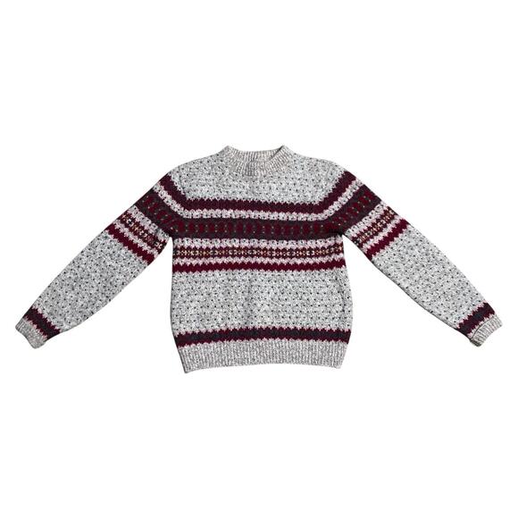 Lands' End Sweaters - Vintage 90s Lands End Fair Isle Wool Sweater Womens Size Medium Colorful USA